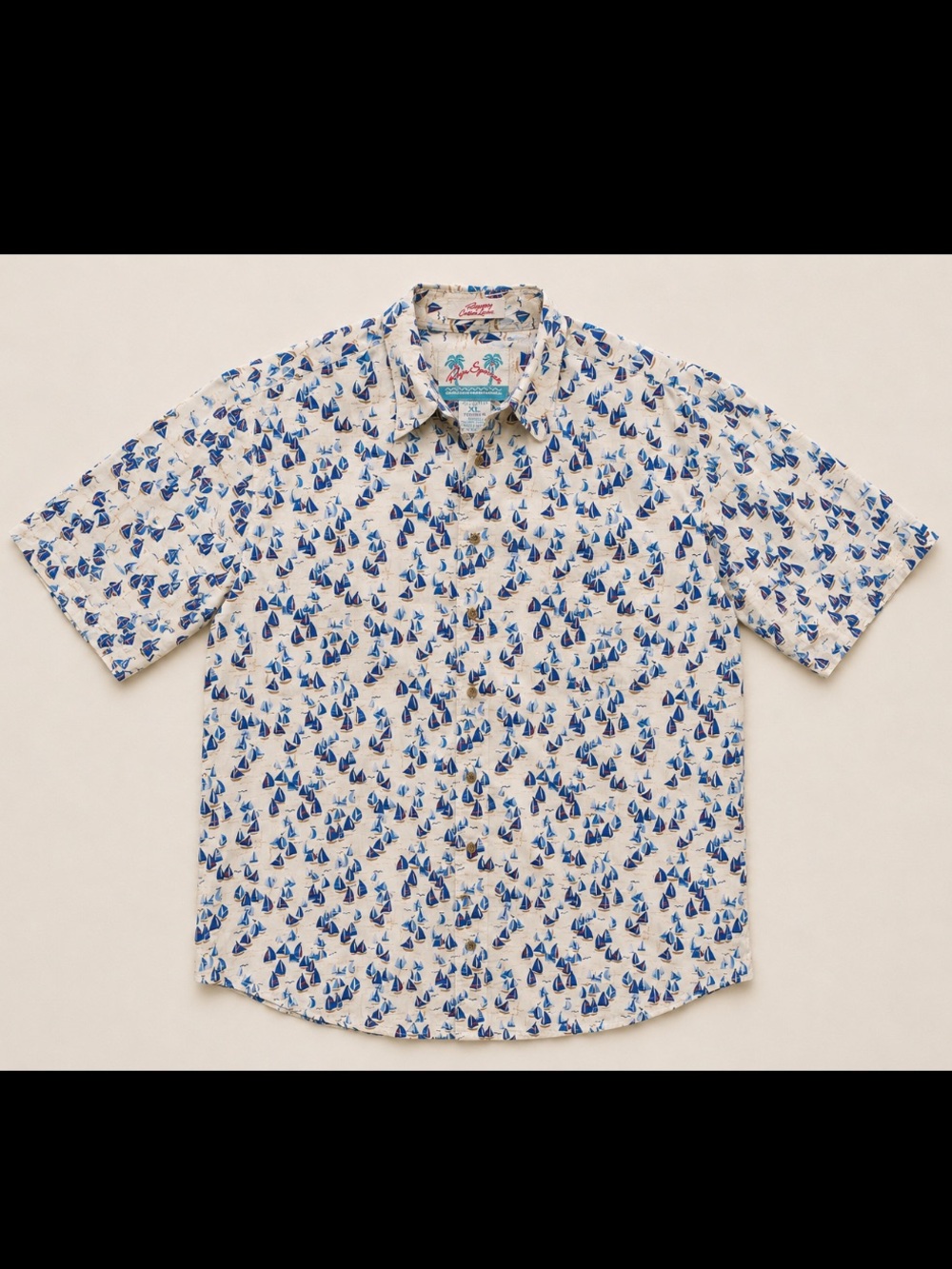 Reyn Spooner Hawaiian Traditions Sailboat Button Shirt XL Cotton Aloha Preppy